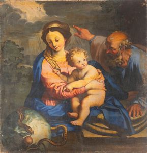 Scuola romana, seconda metà del secolo XVII : Sacra Famiglia  - Asta Dipinti e Disegni Antichi - Associazione Nazionale - Case d'Asta italiane