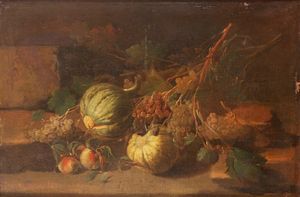 Scuola emiliana, fine secolo XVIII : Due nature morte in un interno di cucina  - Asta Dipinti e Disegni Antichi - Associazione Nazionale - Case d'Asta italiane