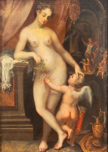 Scuola fiamminga, fine secolo XVI - inizi secolo XVII - Venere, Marte e Cupido