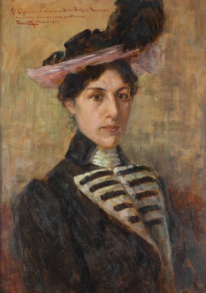 CESARE LAURENTI Venezia 1854-1936 : Ritratto di donna  - Asta Dipinti  - Associazione Nazionale - Case d'Asta italiane