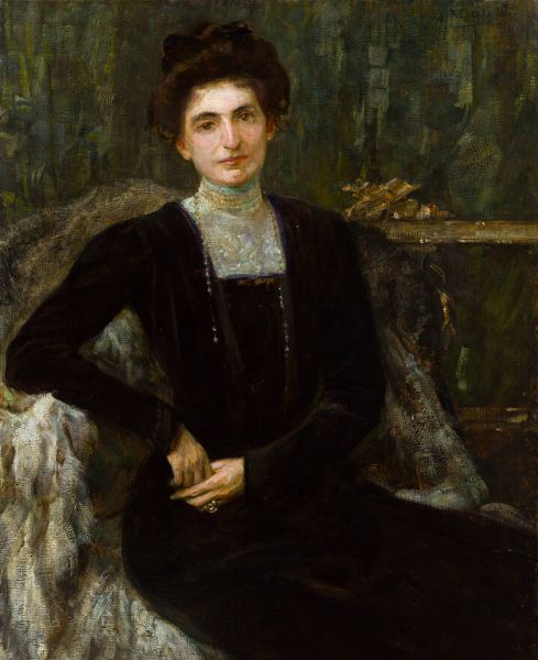 ALESSANDRO MILESI Venezia 1856 - 1945 : Ritratto della Signora Emilia Vitali di Copeletto 1910  - Asta Dipinti  - Associazione Nazionale - Case d'Asta italiane