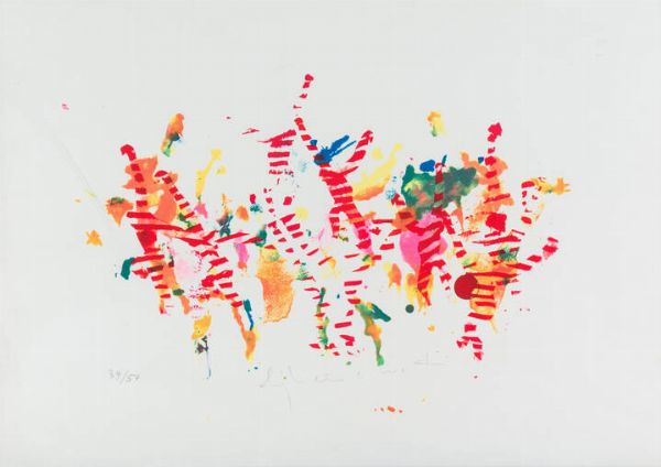 ALIGHIERO BOETTI Torino 1940 - 1994 Roma : Saltando di palo in frasca  - Asta Dipinti  - Associazione Nazionale - Case d'Asta italiane