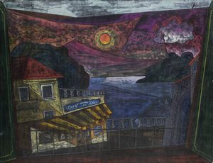 PIPPO ORIANI Torino 1909 - 1972 Roma - Paysage-(Caf des amis-Vrais pastis de Marseille) 1930-31