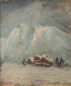 CESARE MAGGI Roma 1881 - 1961 Torino - Paesaggio alpino d'inverno anni '50