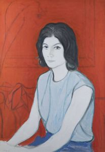 FRANCESCO MENZIO Tempio Pausania (SS) 1899 - 1979 Torino - Modella con sfondo rosso