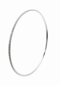 BRACCIALE - Peso gr 6 2 rigido  in oro bianco  modello tennis  con diamanti taglio brillante per totali ct 1 21 ca  probabile  [..]