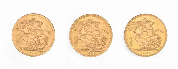 Lotto di tre Sterline 1915 (2) e 1925 Pretoria Giorgio V Gran Bretagna  - Asta Numismatica - Associazione Nazionale - Case d'Asta italiane