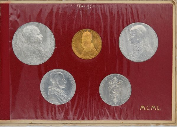 Serie divisionale: 1 Lira, 2, 5, 10 e 100 Lire 1950 Pio XII Città del Vaticano  - Asta Numismatica - Associazione Nazionale - Case d'Asta italiane