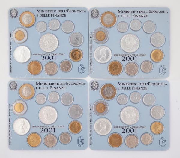 4 Serie Divisionale in Lire 2001 Repubblica Italiana  - Asta Numismatica - Associazione Nazionale - Case d'Asta italiane