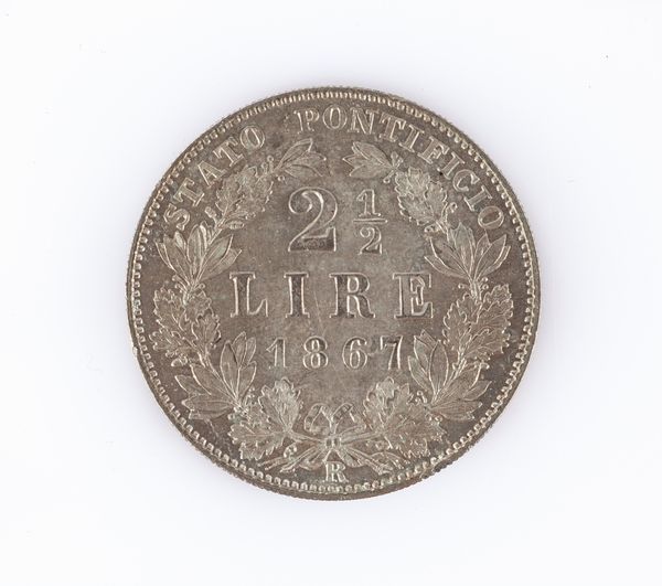 2 1/2 Lire A.XXI 1867 Roma Pio IX (1846-1878) Stato Pontificio  - Asta Numismatica - Associazione Nazionale - Case d'Asta italiane