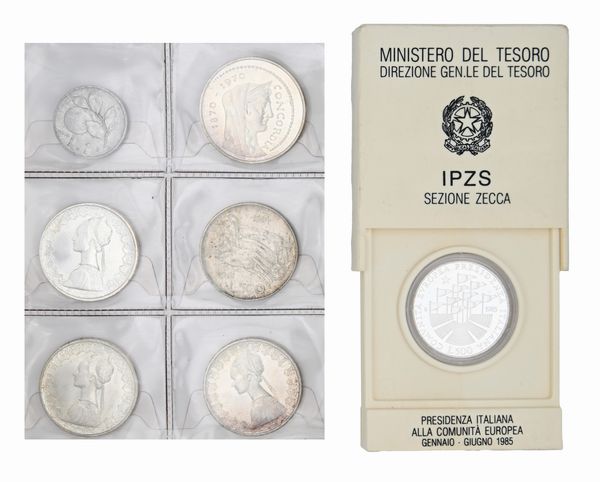 Lotto di monete Repubblica Italiana: 1 lira 1946, 5 pezzi da 500 lire e 1.000 lire 1970  - Asta Numismatica - Associazione Nazionale - Case d'Asta italiane