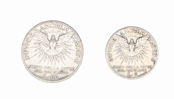 5 e 10 lire Sede Vacante 1939 Città del Vaticano  - Asta Numismatica - Associazione Nazionale - Case d'Asta italiane