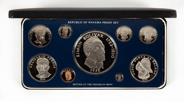 Serie divisionale completa di 9 monete proof: 20, 5, 1 Balboas, 50, 20, 10, 5, 2,5 e 1 Cts 1975 Repubblica di Panama  - Asta Numismatica - Associazione Nazionale - Case d'Asta italiane