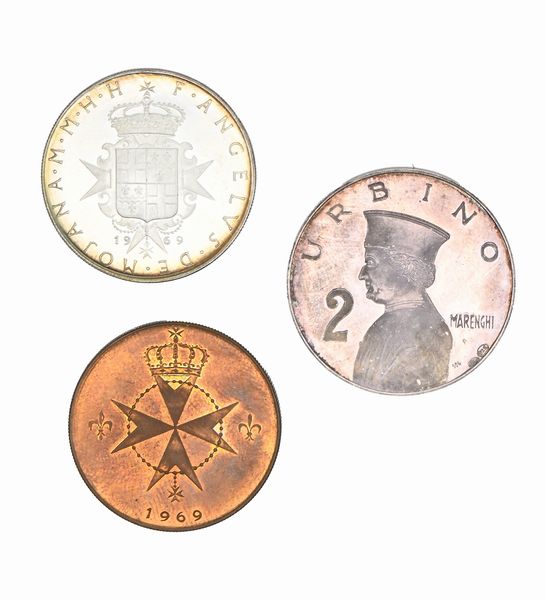 Lotto di 3 monete: 2 dello S.M.O.M. e una medaglia Repubblica italiana  - Asta Numismatica - Associazione Nazionale - Case d'Asta italiane