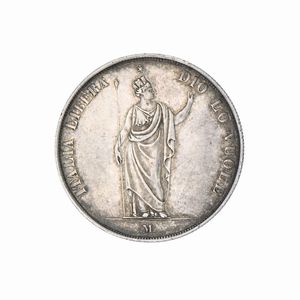 5 lire 1848 Milano Governo Provvisorio di Lombardia  - Asta Numismatica - Associazione Nazionale - Case d'Asta italiane