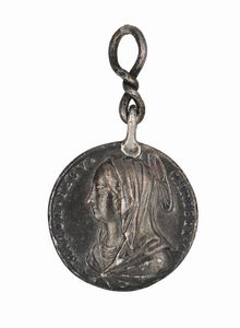 Alberto Hamerani : Stato Pontificio - Medaglia devozionale in argento coniata nella seconda metà del XVII secolo Firmata Alberto Hamerani D/ Busto di Cristo SOLE CLARIOR sotto monogrammaAH R/ Busto della Vergine Maria MATER IESU CHRISTI OR  - Asta Numismatica - Associazione Nazionale - Case d'Asta italiane