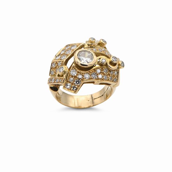 Anello in oro e brillanti  - Asta Importanti Gioielli e Orologi da polso e da tasca - Associazione Nazionale - Case d'Asta italiane