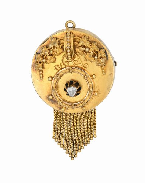 Spilla borbonica in oro con diamante  - Asta Importanti Gioielli e Orologi da polso e da tasca - Associazione Nazionale - Case d'Asta italiane