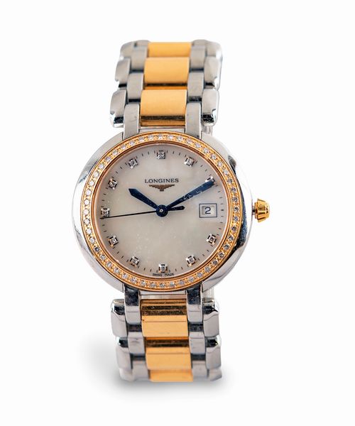 Longines Prima Luna, orologio da polso da donna in acciaio, oro e diamanti  - Asta Importanti Gioielli e Orologi da polso e da tasca - Associazione Nazionale - Case d'Asta italiane