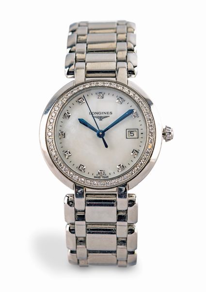 Longines Prima Luna, orologio da polso da donna in acciaio e diamanti  - Asta Importanti Gioielli e Orologi da polso e da tasca - Associazione Nazionale - Case d'Asta italiane