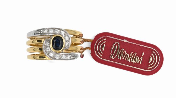 Damiani, anello in oro brillanti e zaffiro  - Asta Importanti Gioielli e Orologi da polso e da tasca - Associazione Nazionale - Case d'Asta italiane