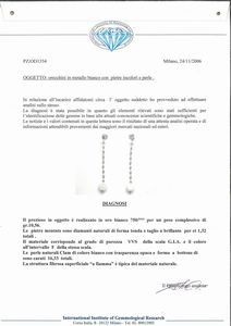 Coppia di orecchini pendenti in oro, perle Clam e brillanti  - Asta Importanti Gioielli e Orologi da polso e da tasca - Associazione Nazionale - Case d'Asta italiane