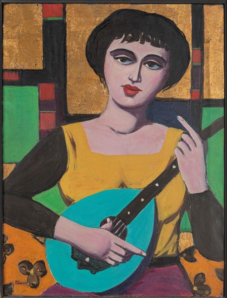 Pompeo Borra : Donna con mandola fondo oro  - Asta Arte Moderna e Contemporanea - Associazione Nazionale - Case d'Asta italiane