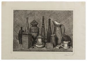 Giorgio Morandi - Grande natura morta con la lampada a destra