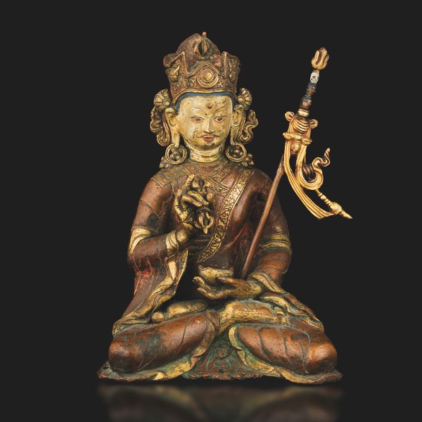 Importante e rara figura di Padmasambhava in rame parzialmente dorato, Tibet, XV - XVI secolo  - Asta Fine Asian Works of Art - Associazione Nazionale - Case d'Asta italiane