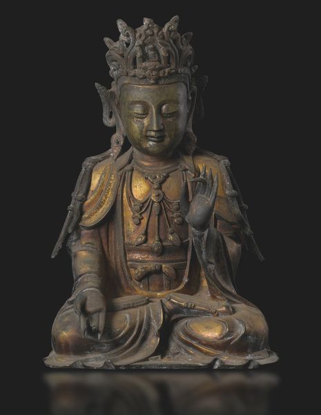 Grande ed importante figura di Quan Yin incoronata in bronzo dorato, Cina, XVII secolo  - Asta Fine Asian Works of Art - Associazione Nazionale - Case d'Asta italiane