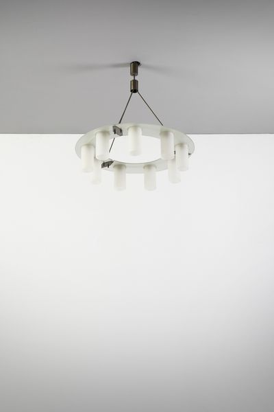 STILUX : Lampada a sospensione a nove luci, Milano  - Asta Asta 458 | DESIGN E ARTI DECORATIVE DEL NOVECENTO Online - Associazione Nazionale - Case d'Asta italiane