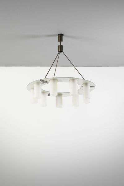 STILUX : Lampada a sospensione a nove luci, Milano  - Asta Asta 458 | DESIGN E ARTI DECORATIVE DEL NOVECENTO Online - Associazione Nazionale - Case d'Asta italiane