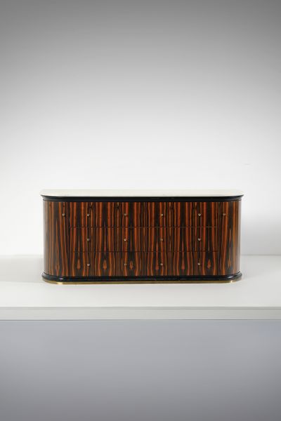 FRIGERIO LUCIANO (1928 - 1999) : Credenza demilune a cassetti e stipi per Frigerio di Desio  - Asta Asta 458 | DESIGN E ARTI DECORATIVE DEL NOVECENTO Online - Associazione Nazionale - Case d'Asta italiane