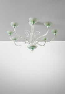 MANIFATTURA MURANESE : Lampada a sospensione a otto luci  - Asta Asta 458 | DESIGN E ARTI DECORATIVE DEL NOVECENTO Online - Associazione Nazionale - Case d'Asta italiane