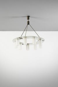 STILUX : Lampada a sospensione a nove luci, Milano  - Asta Asta 458 | DESIGN E ARTI DECORATIVE DEL NOVECENTO Online - Associazione Nazionale - Case d'Asta italiane