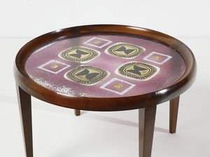 MANIFATTURA ITALIANA : Due tavolini con piano decorato a motivi astratti  - Asta Asta 458 | DESIGN E ARTI DECORATIVE DEL NOVECENTO Online - Associazione Nazionale - Case d'Asta italiane