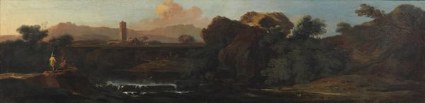 ARTISTA ROMANO DEL XVIII SECOLO : Paesaggio fluviale con pescatori  - Asta Asta 460 | ARTE ANTICA E DEL XIX SECOLO - Da una dimora veneta e altre committenze Tradizionale - Associazione Nazionale - Case d'Asta italiane