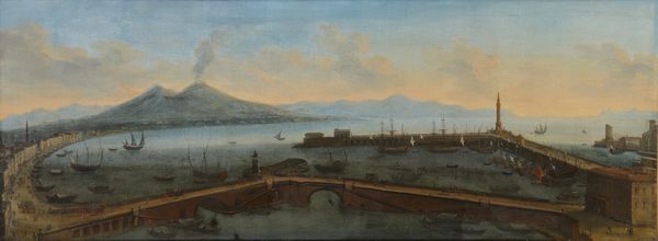 RUIZ (ATTIVO TRA IL 1710-1750) TOMMASO : Veduta del porto di Napoli con il Ponte Nuovo e il Faro del Molo San Vincenzo, il Vesuvio sullo sfondo  - Asta Asta 460 | ARTE ANTICA E DEL XIX SECOLO - Da una dimora veneta e altre committenze Tradizionale - Associazione Nazionale - Case d'Asta italiane