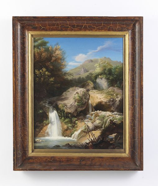 SCURI ENRICO (1805 - 1884) : Cascata del Gandellino sul Serio col pittore Rosa  - Asta Asta 460 | ARTE ANTICA E DEL XIX SECOLO - Da una dimora veneta e altre committenze Tradizionale - Associazione Nazionale - Case d'Asta italiane