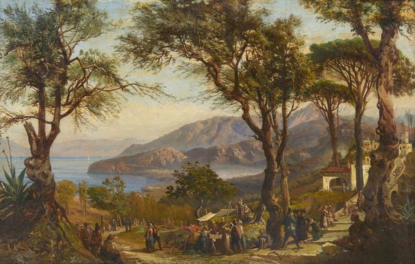 DUCLERE TEODORO (1816 - 1869) : Paesaggio costiero presso Sorrento con personaggi  - Asta Asta 460 | ARTE ANTICA E DEL XIX SECOLO - Da una dimora veneta e altre committenze Tradizionale - Associazione Nazionale - Case d'Asta italiane