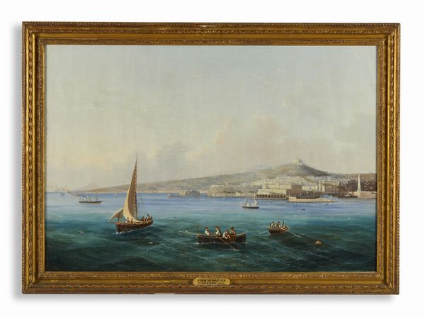 GIANNI GIROLAMO (1837 - 1895) : Veduta di Napoli dal golfo, la collina del Vomero sullo sfondo  - Asta Asta 460 | ARTE ANTICA E DEL XIX SECOLO - Da una dimora veneta e altre committenze Tradizionale - Associazione Nazionale - Case d'Asta italiane