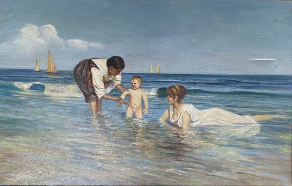 CELOMMI RAFFAELLO (1883 - 1957) : Annunziata Michetti con il figlio Giorgio e la tata a Francavilla al Mare  - Asta Asta 460 | ARTE ANTICA E DEL XIX SECOLO - Da una dimora veneta e altre committenze Tradizionale - Associazione Nazionale - Case d'Asta italiane