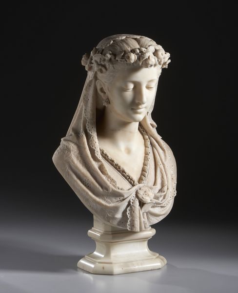 ZANNONI UGO (1836 - 1898) : Busto di fanciulla con velo e ghirlanda di fiori  - Asta Asta 460 | ARTE ANTICA E DEL XIX SECOLO - Da una dimora veneta e altre committenze Tradizionale - Associazione Nazionale - Case d'Asta italiane