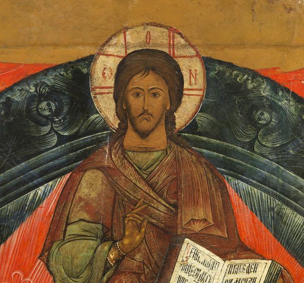 Scuola russa del XVIII secolo : Grande icona raffigurante Cristo Pantocratore tra i simboli dei quattro Evangelisti  - Asta Asta 460 | ARTE ANTICA E DEL XIX SECOLO - Da una dimora veneta e altre committenze Tradizionale - Associazione Nazionale - Case d'Asta italiane