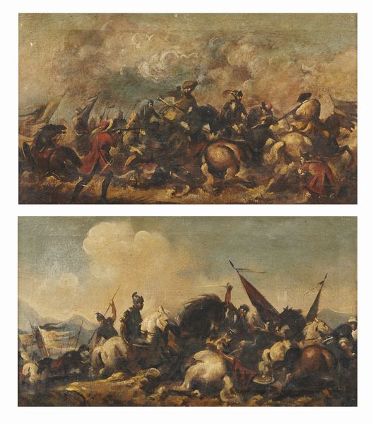 ARTISTA DEL XVII SECOLO : Coppia di dipinti raffiguranti scene di battaglia  - Asta Asta 460 | ARTE ANTICA E DEL XIX SECOLO - Da una dimora veneta e altre committenze Tradizionale - Associazione Nazionale - Case d'Asta italiane