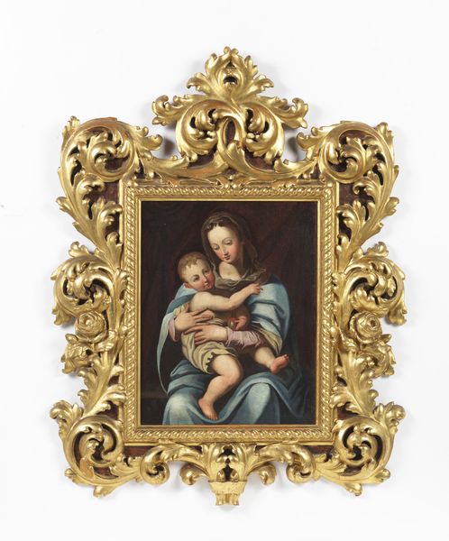 ARTISTA ITALIANO DEL XVI-XVII SECOLO : Madonna con Bambino, in cornice intagliata a racemi e volute e dorata  - Asta Asta 460 | ARTE ANTICA E DEL XIX SECOLO - Da una dimora veneta e altre committenze Tradizionale - Associazione Nazionale - Case d'Asta italiane