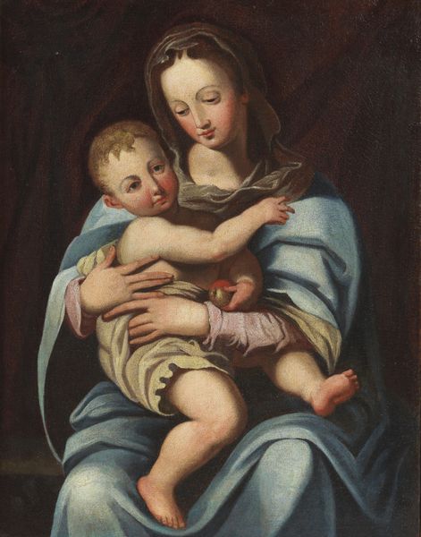 ARTISTA ITALIANO DEL XVI-XVII SECOLO : Madonna con Bambino, in cornice intagliata a racemi e volute e dorata  - Asta Asta 460 | ARTE ANTICA E DEL XIX SECOLO - Da una dimora veneta e altre committenze Tradizionale - Associazione Nazionale - Case d'Asta italiane