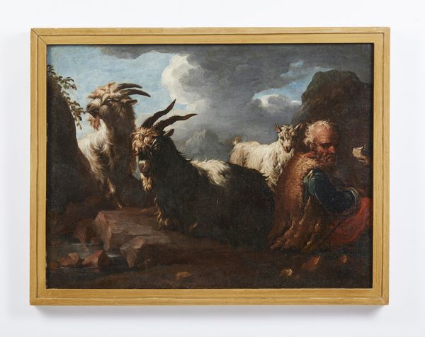 PHILIPP PETER ROOS DETTO ROSA DA TIVOLI  (1657 - 1706) : Paesaggio con pastore, capre e pecore  - Asta Asta 460 | ARTE ANTICA E DEL XIX SECOLO - Da una dimora veneta e altre committenze Tradizionale - Associazione Nazionale - Case d'Asta italiane