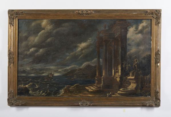 COCCORANTE LEONARDO (1680 - 1750) : Marina in tempesta con rovine  - Asta Asta 460 | ARTE ANTICA E DEL XIX SECOLO - Da una dimora veneta e altre committenze Tradizionale - Associazione Nazionale - Case d'Asta italiane