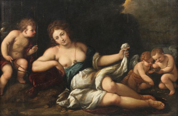 NUVOLONE GIUSEPPE (1619 - 1703) : Diana con Cupido e amorini  - Asta Asta 460 | ARTE ANTICA E DEL XIX SECOLO - Da una dimora veneta e altre committenze Tradizionale - Associazione Nazionale - Case d'Asta italiane